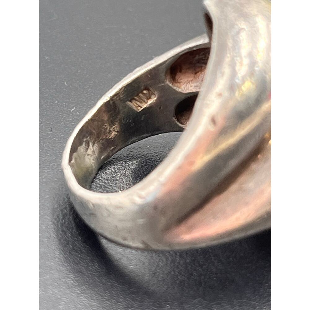 ND Vintage Designer Heavy‎ Sterling Silver Triple Sculpted Dome Ring, Size 8 - Picture 7 of 9